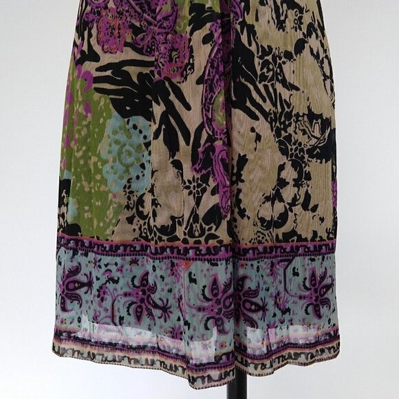 Vintage 90's ICE Mesh Floral Fit & Flare Dress Size 6 Beaded Boho Medallion - Picture 5 of 11